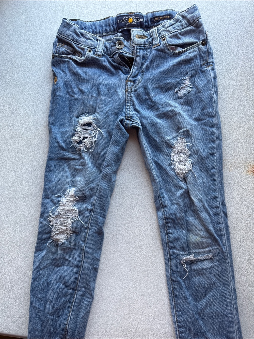 Lucky Brand Men's Light Blue Ripped Skinny Jeans